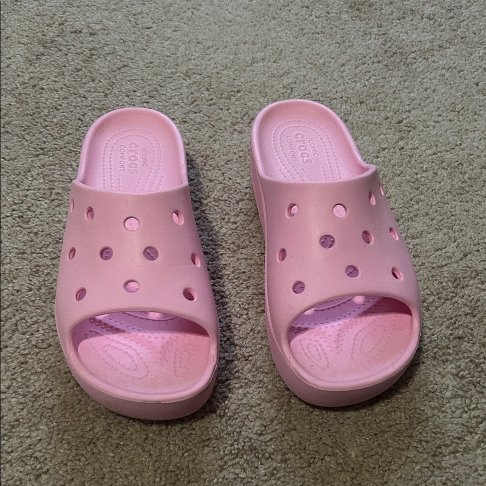 CROCS Light Pink Slide Sandals, Women’s 8